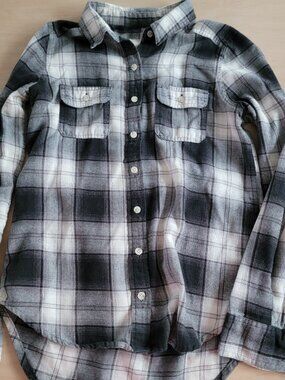 Massimo Flannel Button Up Shirt Small Black White
